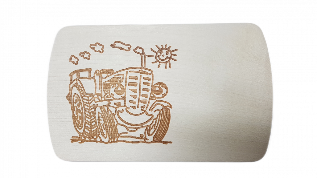 Brotzeitbrett Traktor lachend  15 x 24 x 1 cm